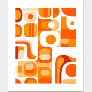Abstract Retro 70s Orange Pattern Posters and Art